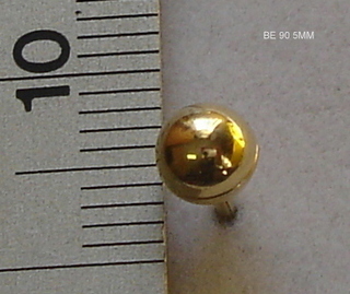 BE---90 925 + 5% GOLD 5MM FULL BALL EARRING