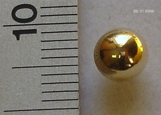 BE---91 925 + 5% GOLD 6MM FULL BALL EARRING
