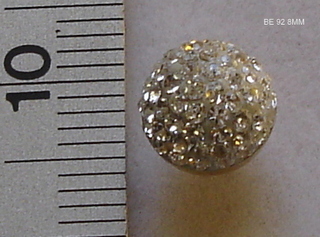 BE---92 925 + 5% GOLD CRYSTAL FULL BALL STUD 8MM