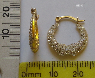 BE---93 925 + 5% GOLD CRYSTAL CREOLE EARRING