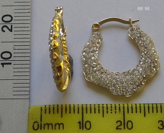 BE---96 925 + 5% GOLD CRYSTAL CREOLE EARRING