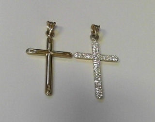 BP---15 CRYSTAL CROSS PENDANT 925 + 5% GOLD