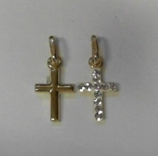 BP----2 CRYSTAL CROSS 925 + 5% GOLD PENDANT