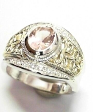 GSR-462 GOLD & SILVER PINK CZ DRESS RING