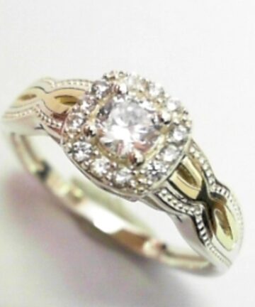 GSR-463 GOLD & SILVER CZ DRESS RING