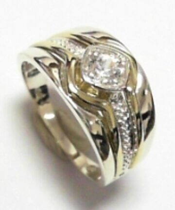 GSR-474 GOLD & SILVER CZ&PAVE DRESS RING