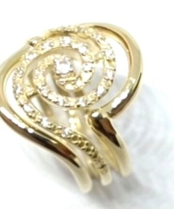 RI-3242 9CT GOLD CZ TWIRL WEDDING RING