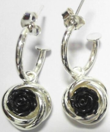 SE-1456 SILVER PRETTY WOMAN WITH BLACK ROSE