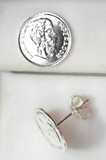 SE--186 SILVER PESO COIN EARRING