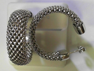 SE1177S SILVER MESH HOOP EARRING