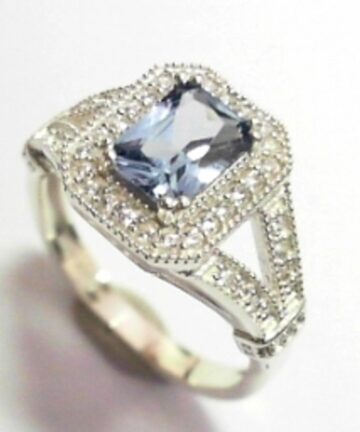 SR-1954 RECTANGULAR AQUA CZ DRESS RING