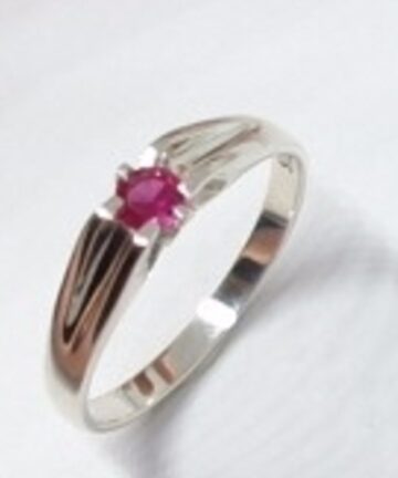 SR1920R SILVER 4MM RED CZ GYPSY RING