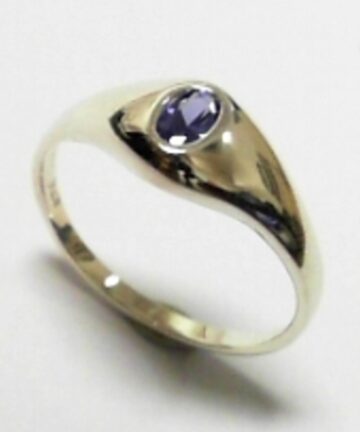 SR1924B SILVER BLUE OVAL CZ KIDS RING