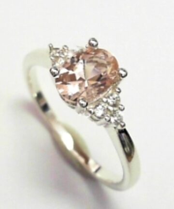 SR1955P PINK OVAL 4CLAW CZ FANCY DRESS RING
