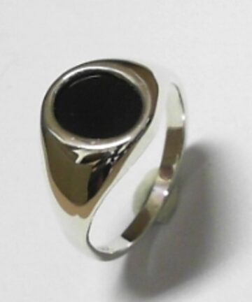 SR1958O SILVER 9X10MM OVAL ONYX GENTS RING