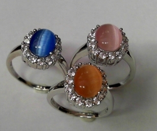 SS--26R CAT EYE SET IN DIANA SHAPE RING